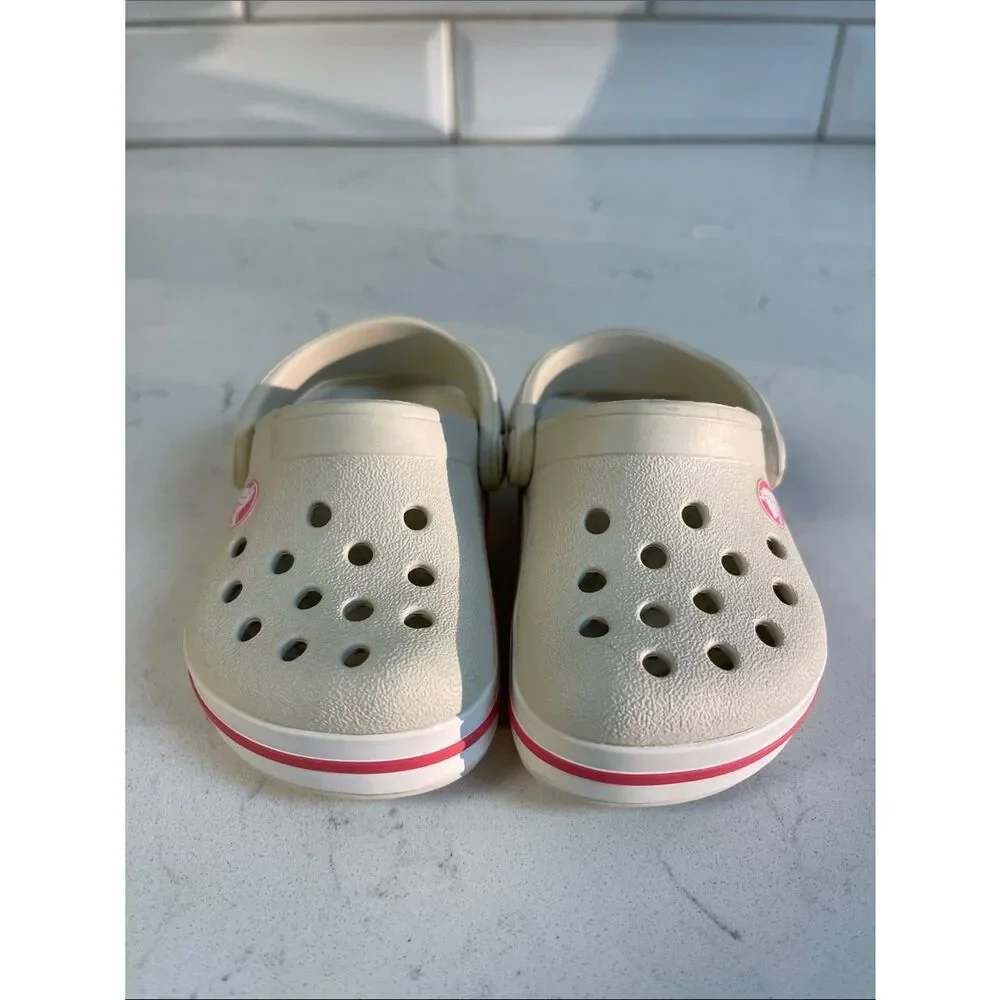CROCBAND CUTOUT DETAIL ROUND TOE CLOGS - BEIGE - STUCCO MELON 204537 Size 4